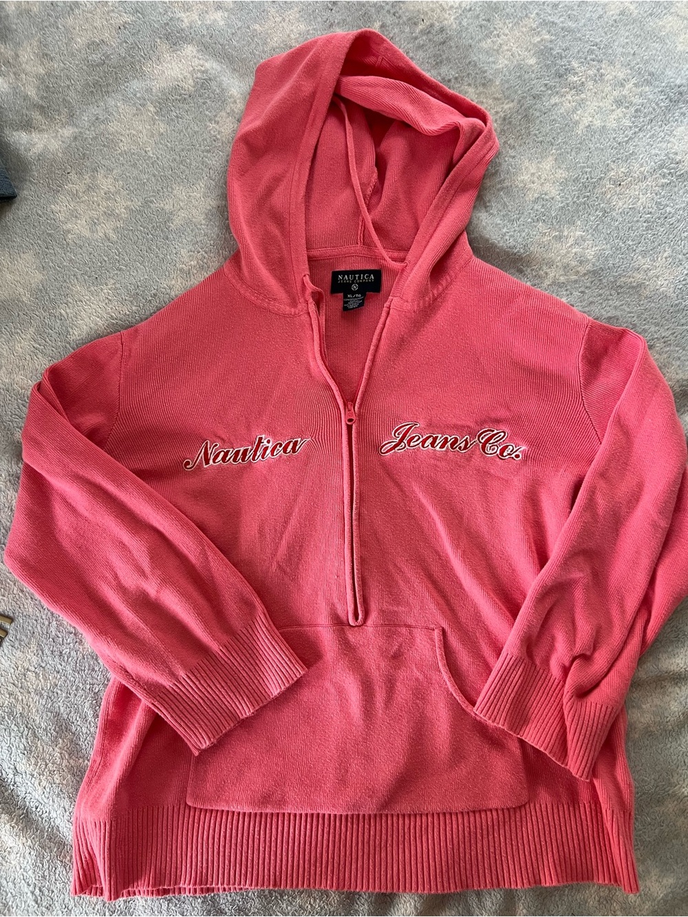 Nautica Coral Half-Zip Hoodie Sweatshirt